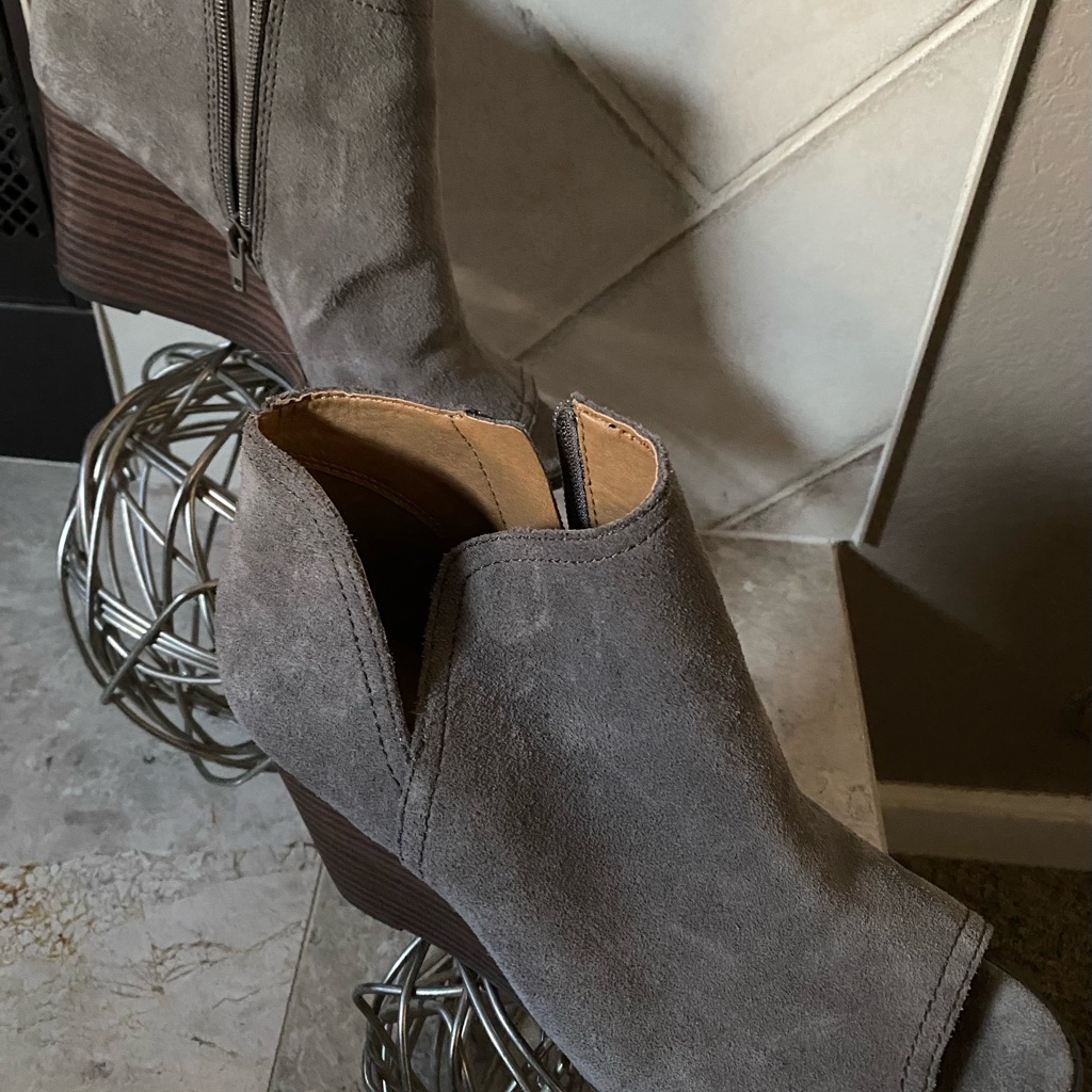 Lucky Brand Women’s Suede Open-Toe Ankle Booties